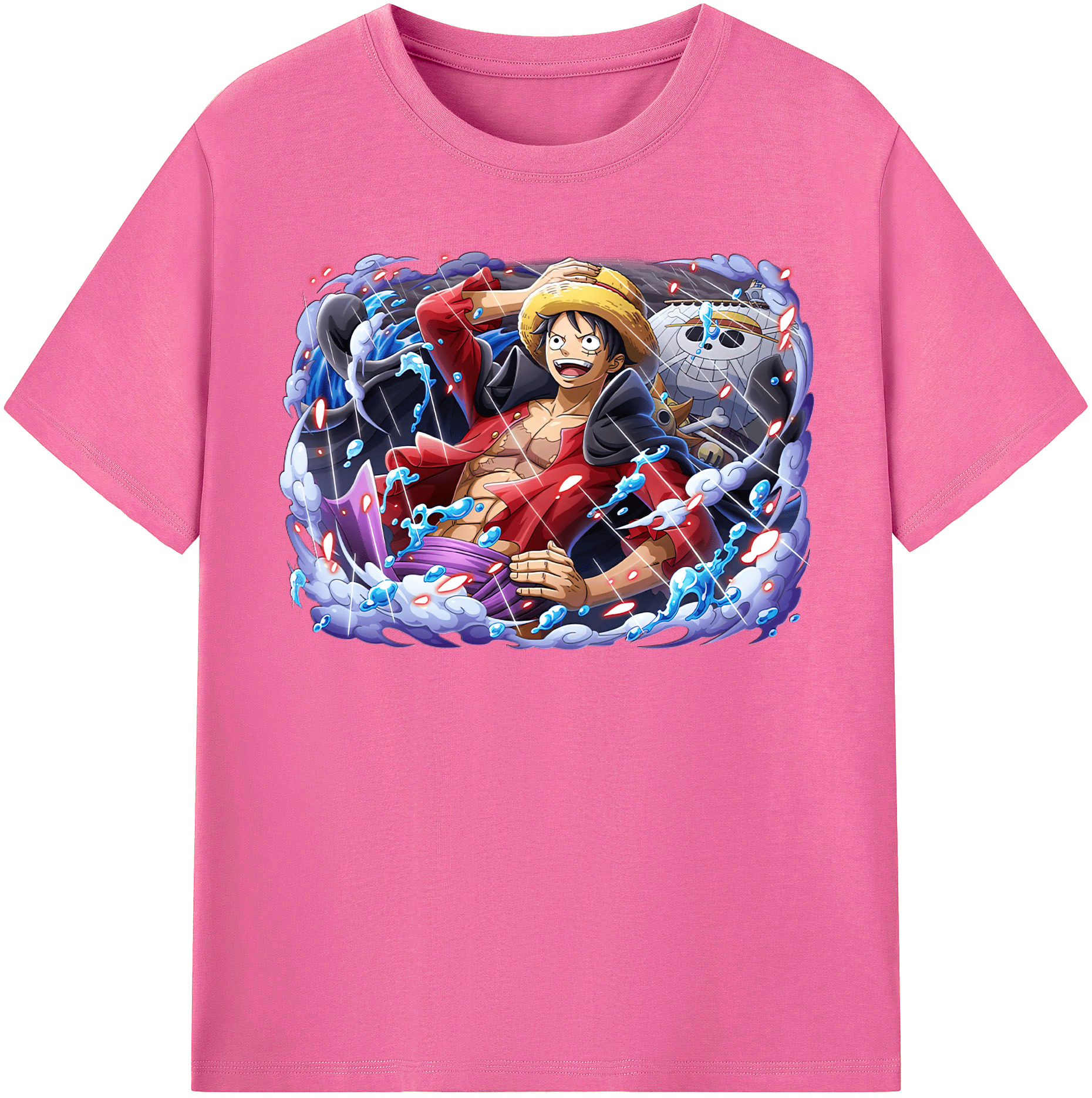 ワンピース モンキー・D・ルフィ ONE PIECE Monkey D. Luffy レディースカジュアルプリントTシャツ（綿100％）